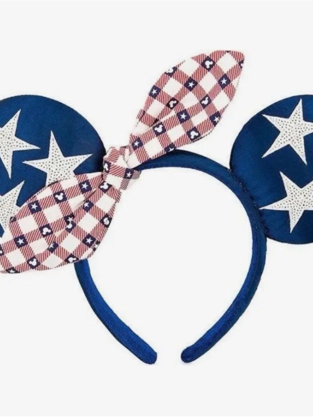 Disney All American Girl Minnie Ear Headband with Red Plaid Bow